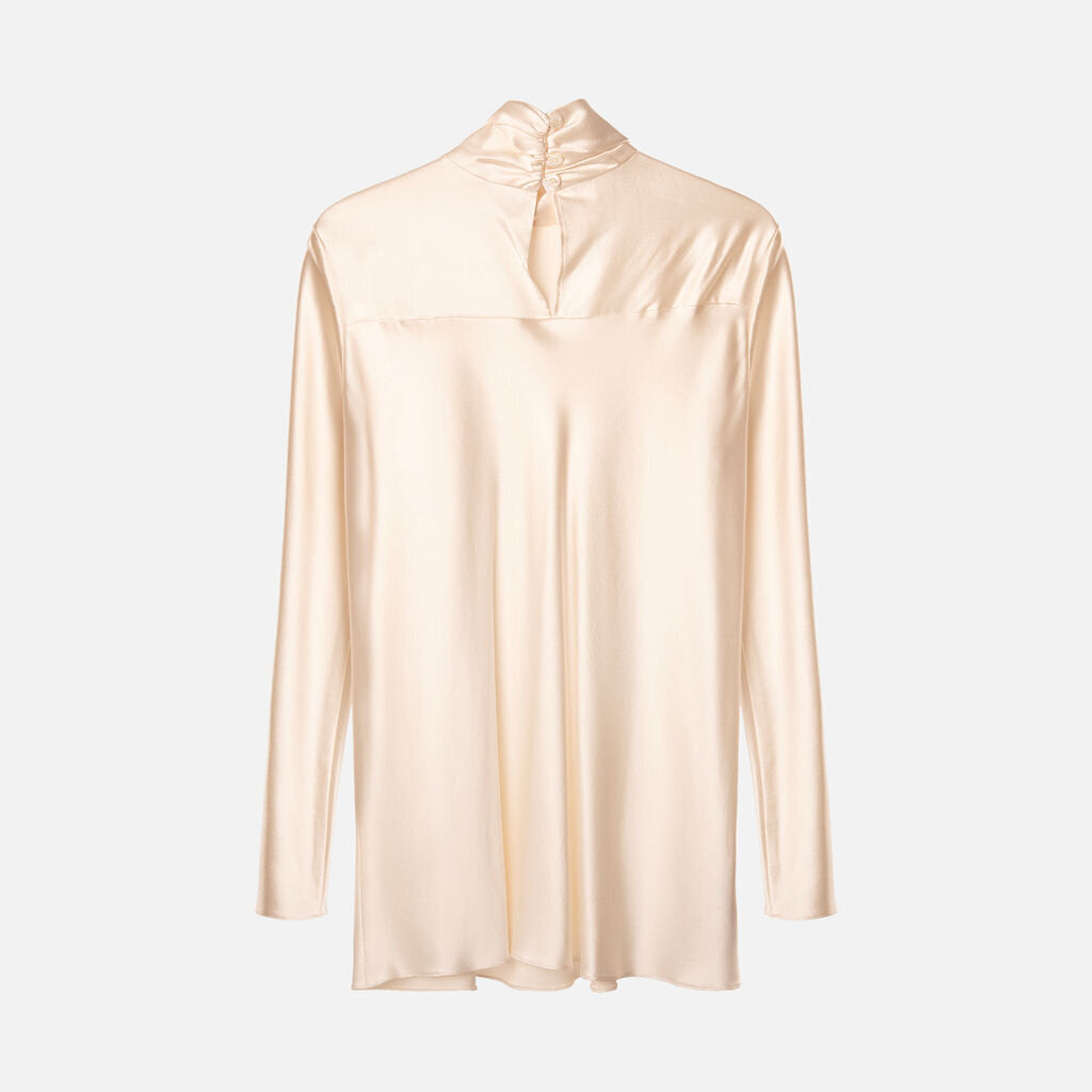 Peter Cohen Cream Silk Turtleneck Top