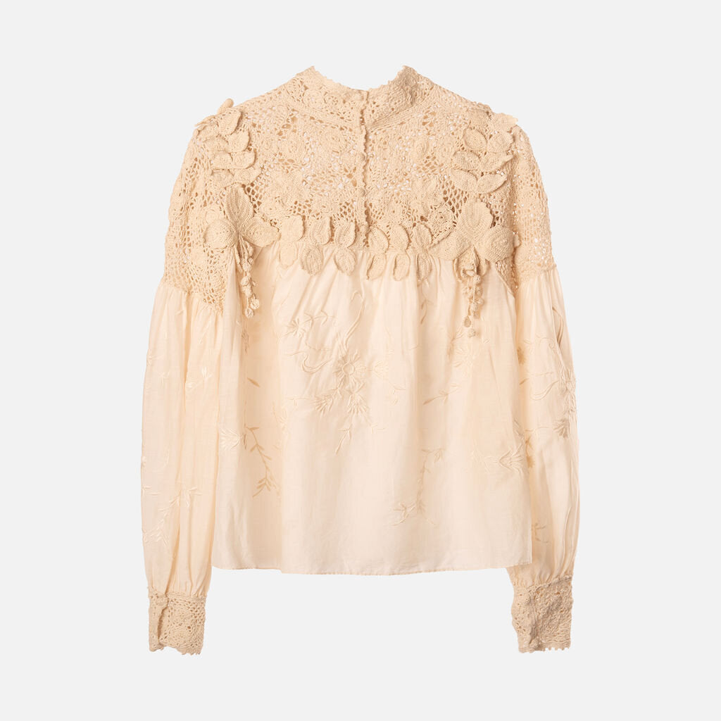 Ulla Johnson Beige Cotton Crochet Blouse