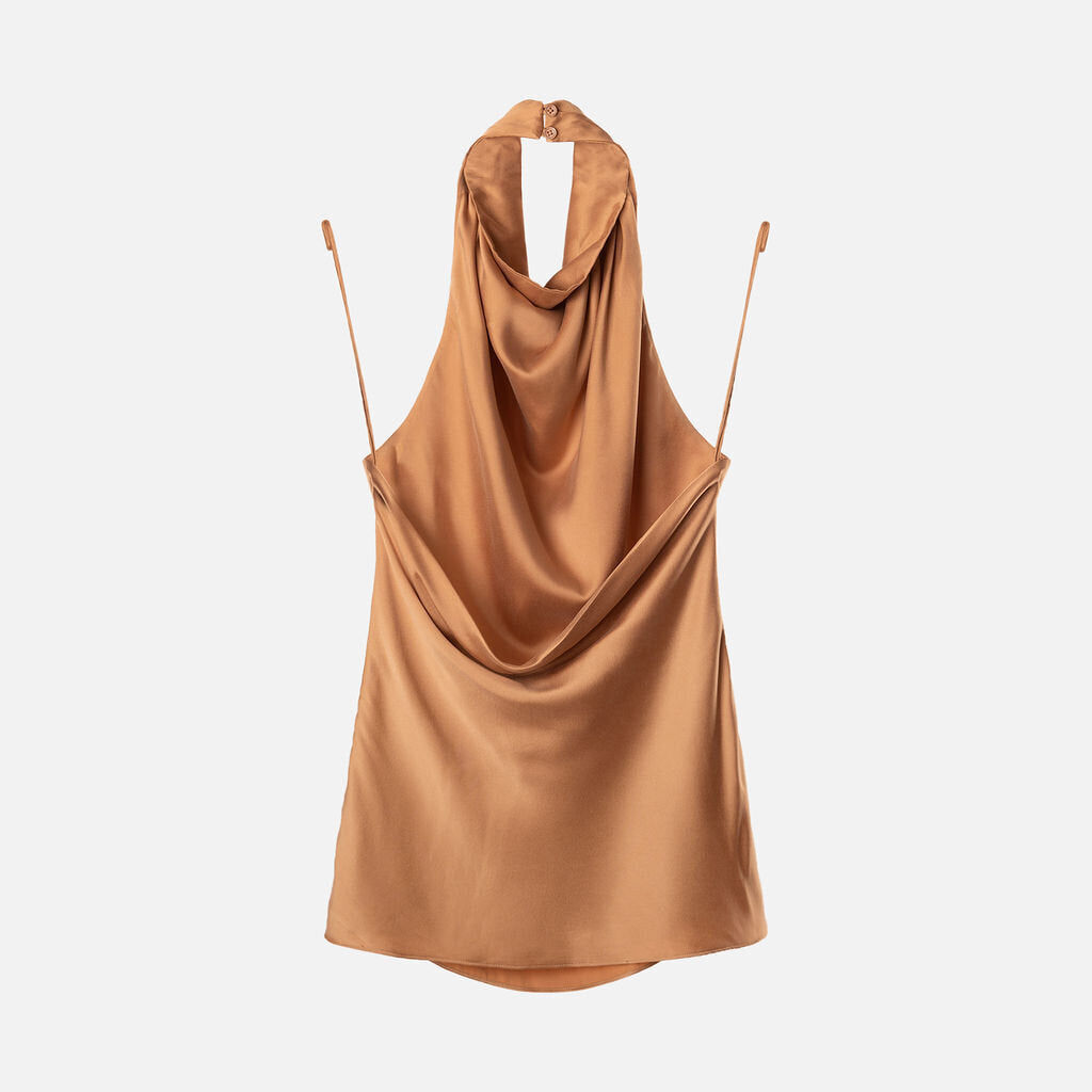 TWP Bronze Silk Halter Top