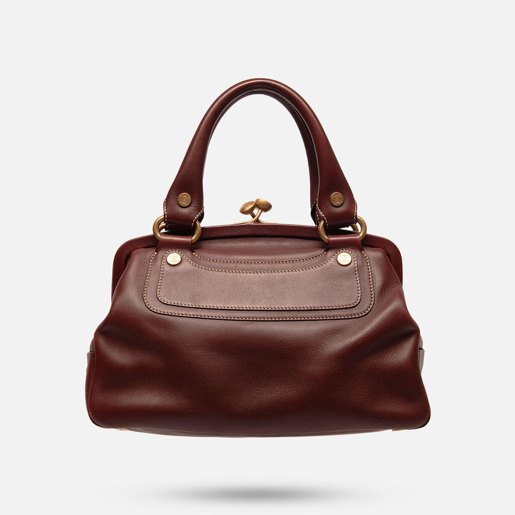 Celine Burgundy Leather Kiss Lock Boogie Bag