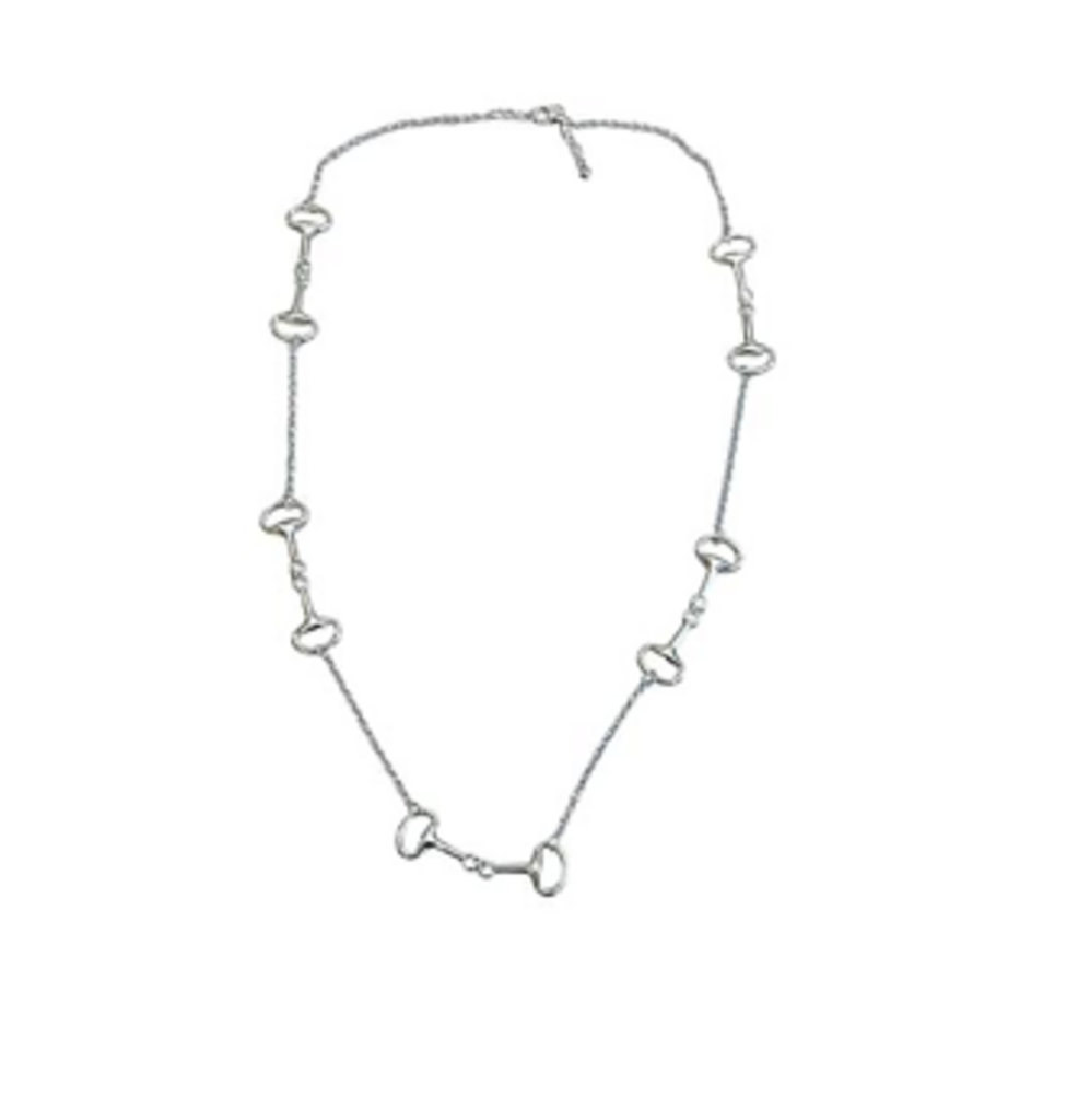 The Snaffle 20" long Chain Necklace-WG