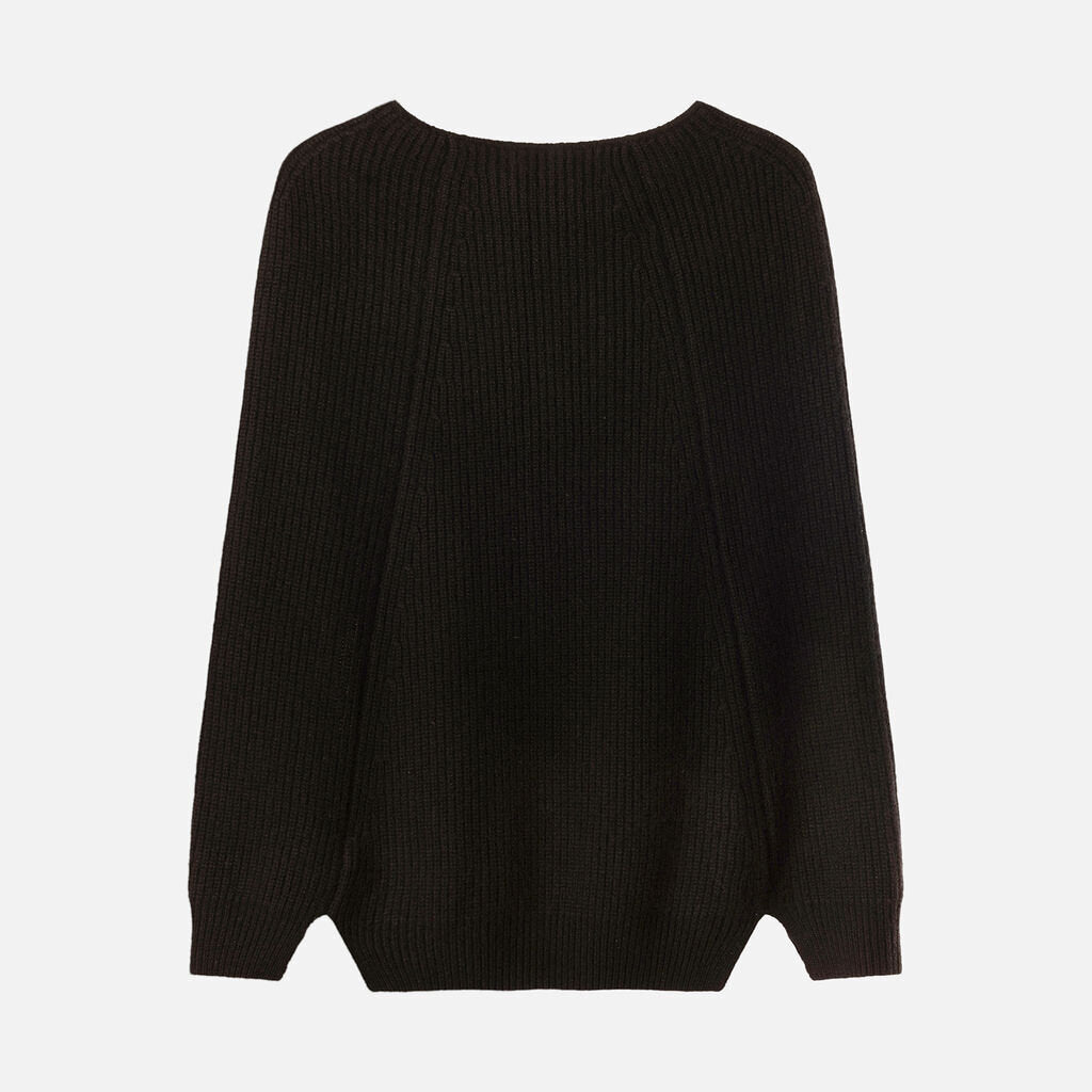 Philippe Le Bac Black Cashmere Ribbed Poncho