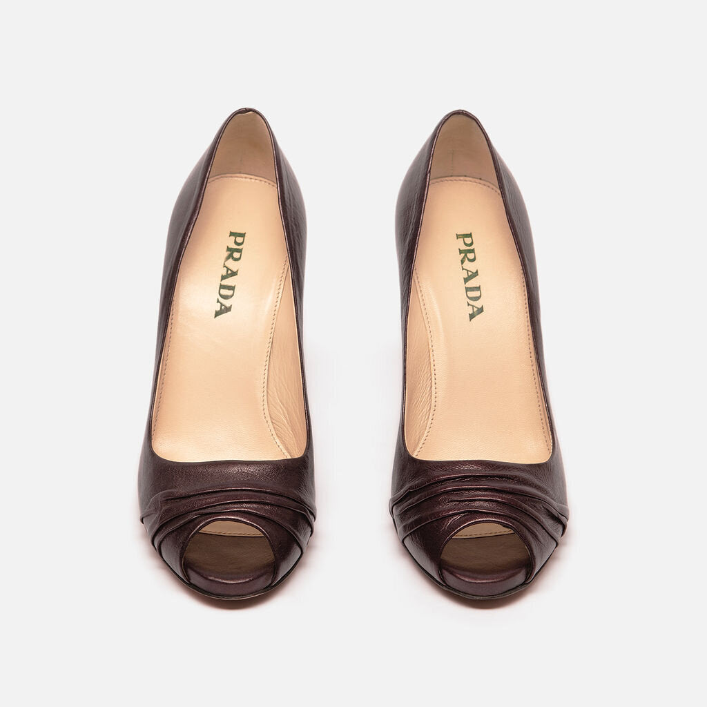 Prada Purple Leather Peep Toe Pump