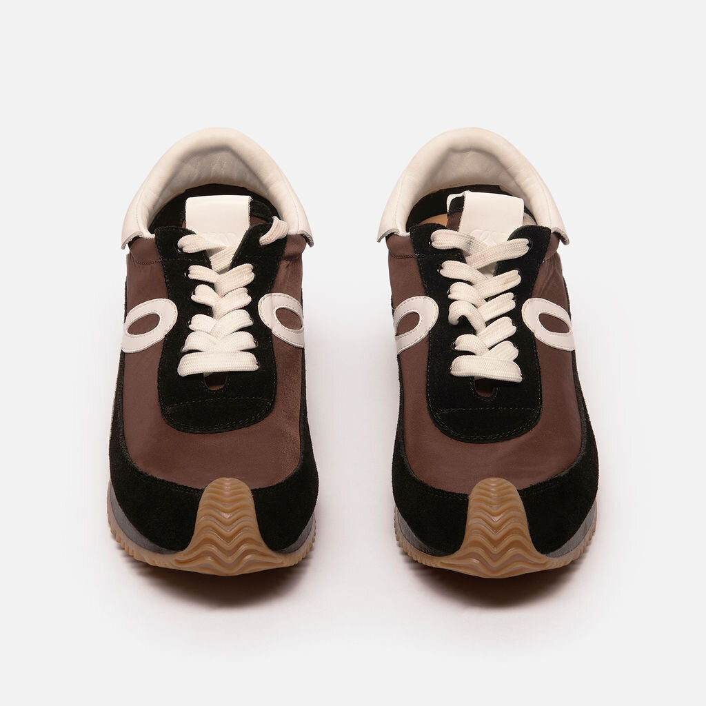 Black/Brown Suede Flow Runner Sneakers