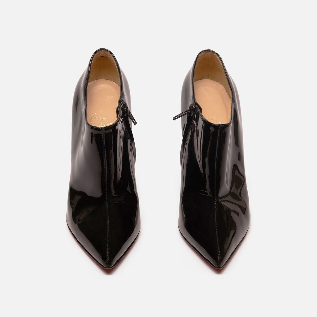 Christian Louboutin Black Patent Bootie Pumps