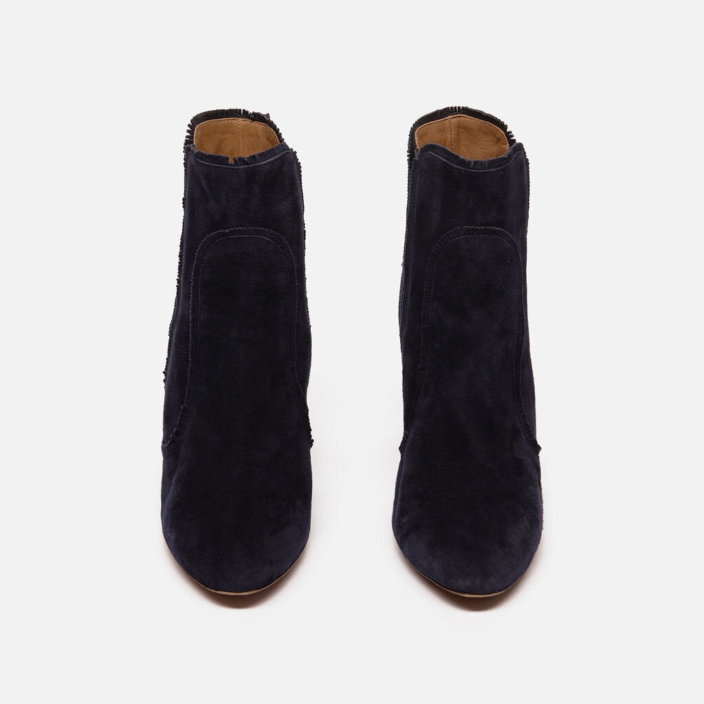 Aquazzura Navy Suede Fringed Bood
