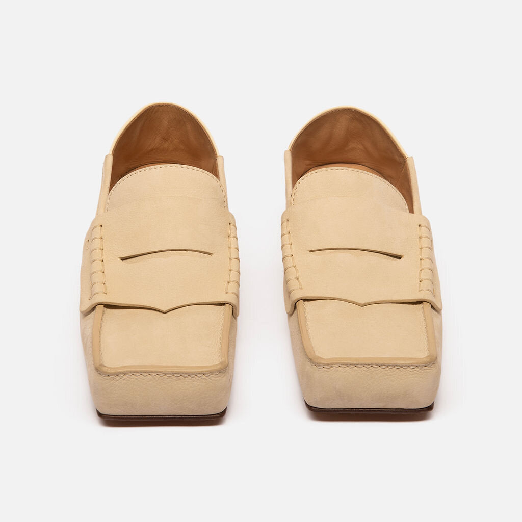 Jacquemus Yellow Leather Square Toe Loafers (R.890)