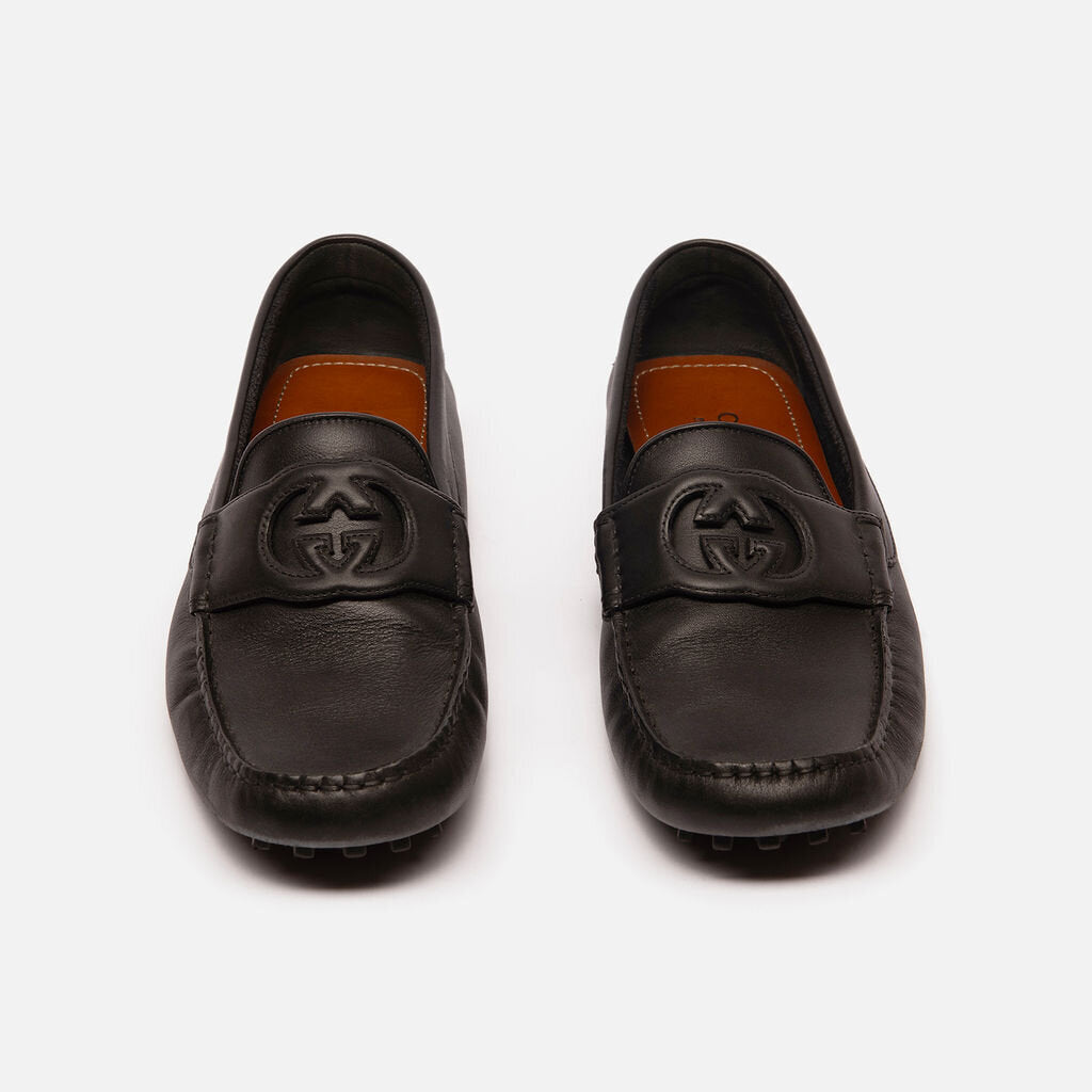 Gucci Black Leather Driving Loafer