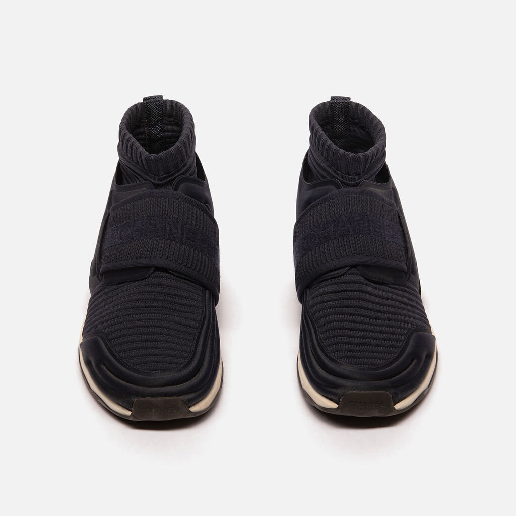 Chanel Navy CC Sock Sneakers