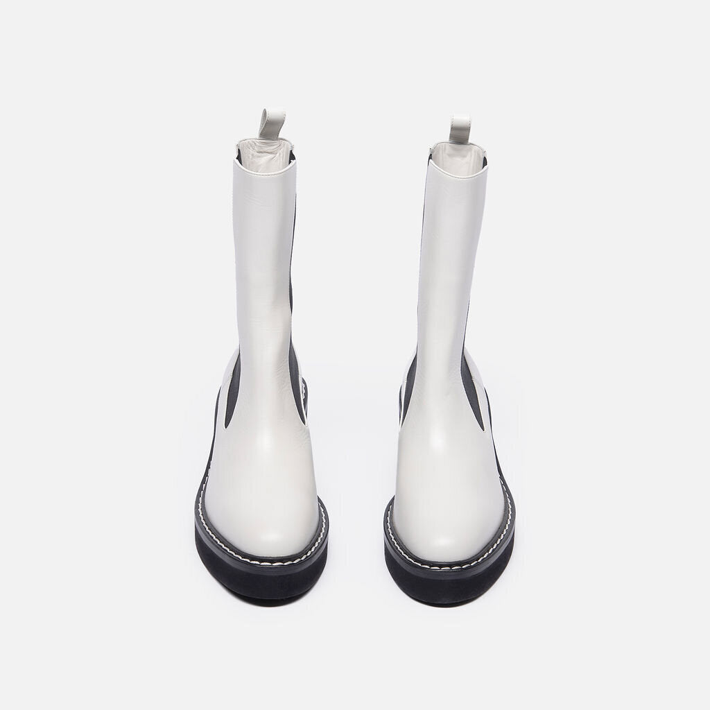 Khaite White Leather Chelsea Boots