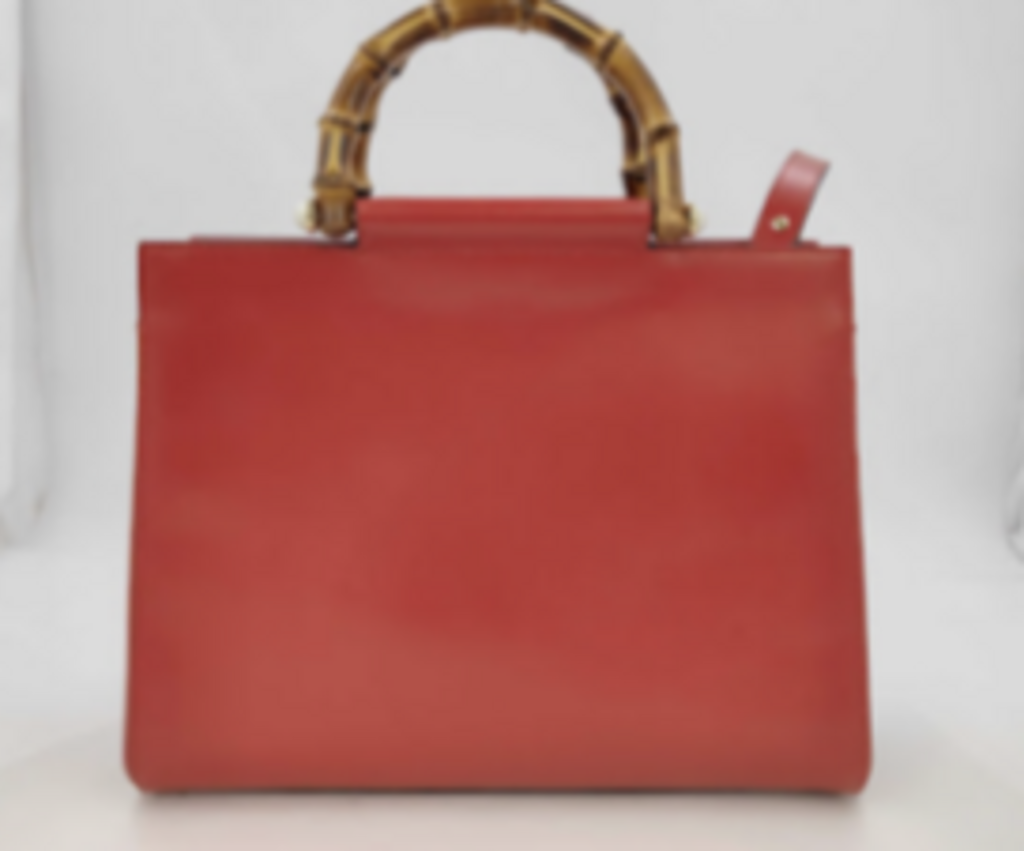 Red Leather Bamboo Top Handle