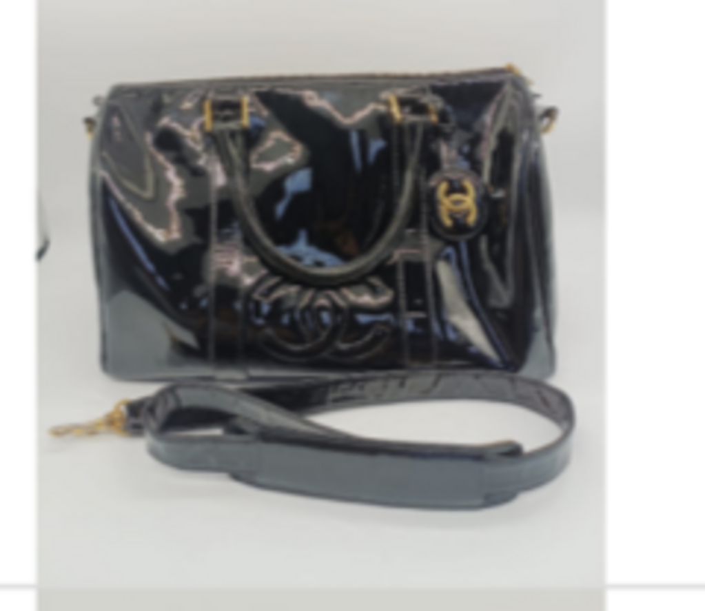 Black Patent Boston Bag