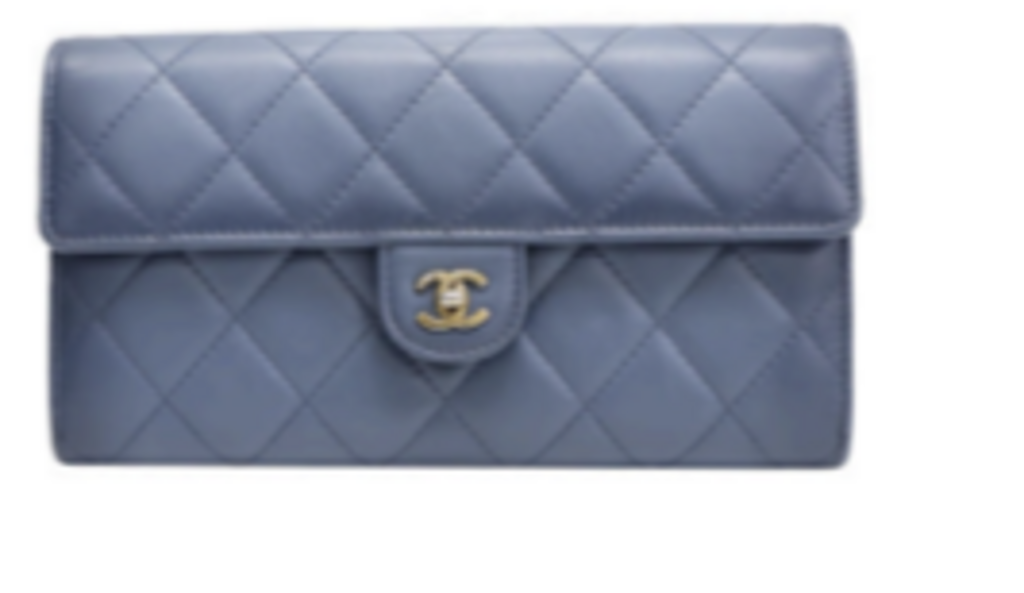Blue Quilted Long Wallet