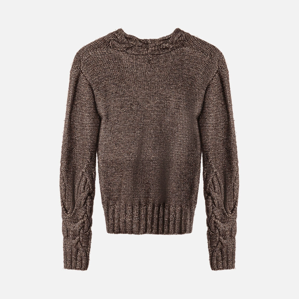 Nellie Partow Brown Cable-Detail Sweater