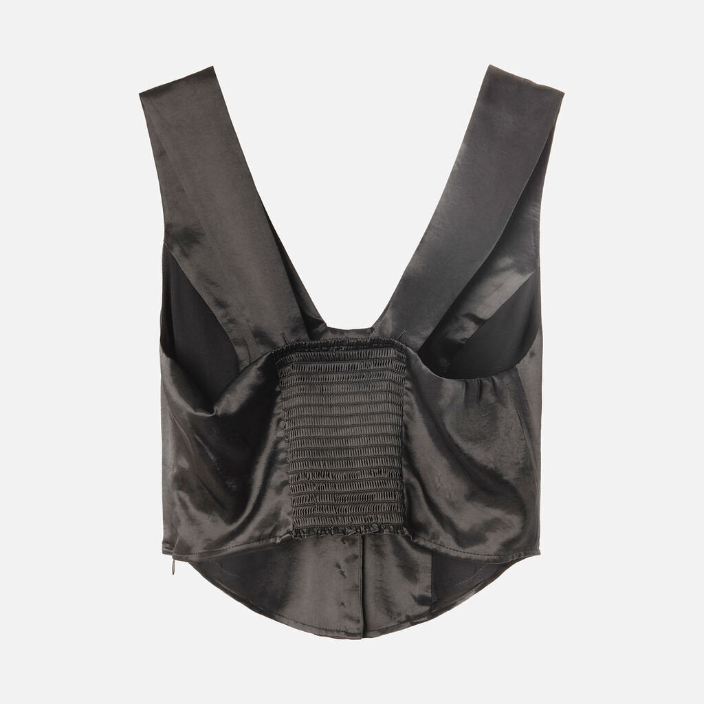 Reformation Black Poly Satin Top