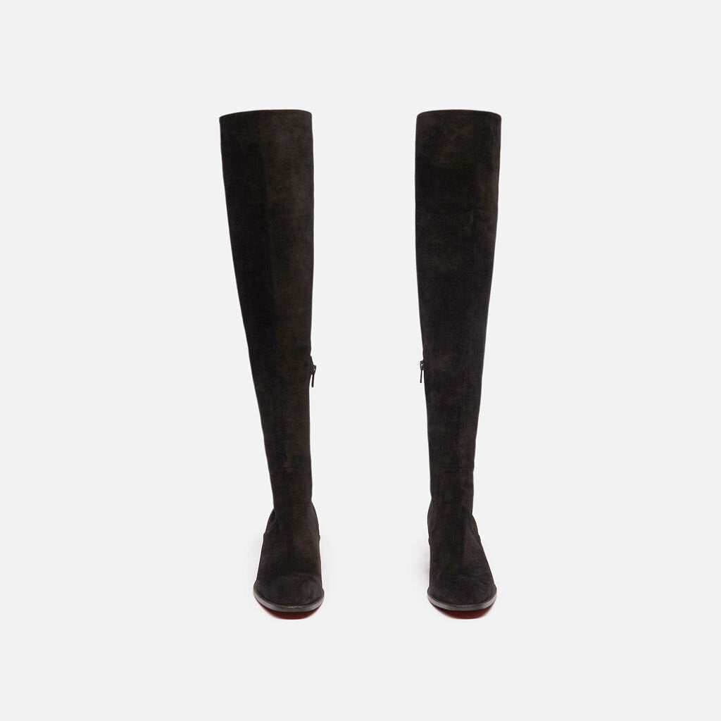 Christian Louboutin Black Suede Over Knee Tall Boot