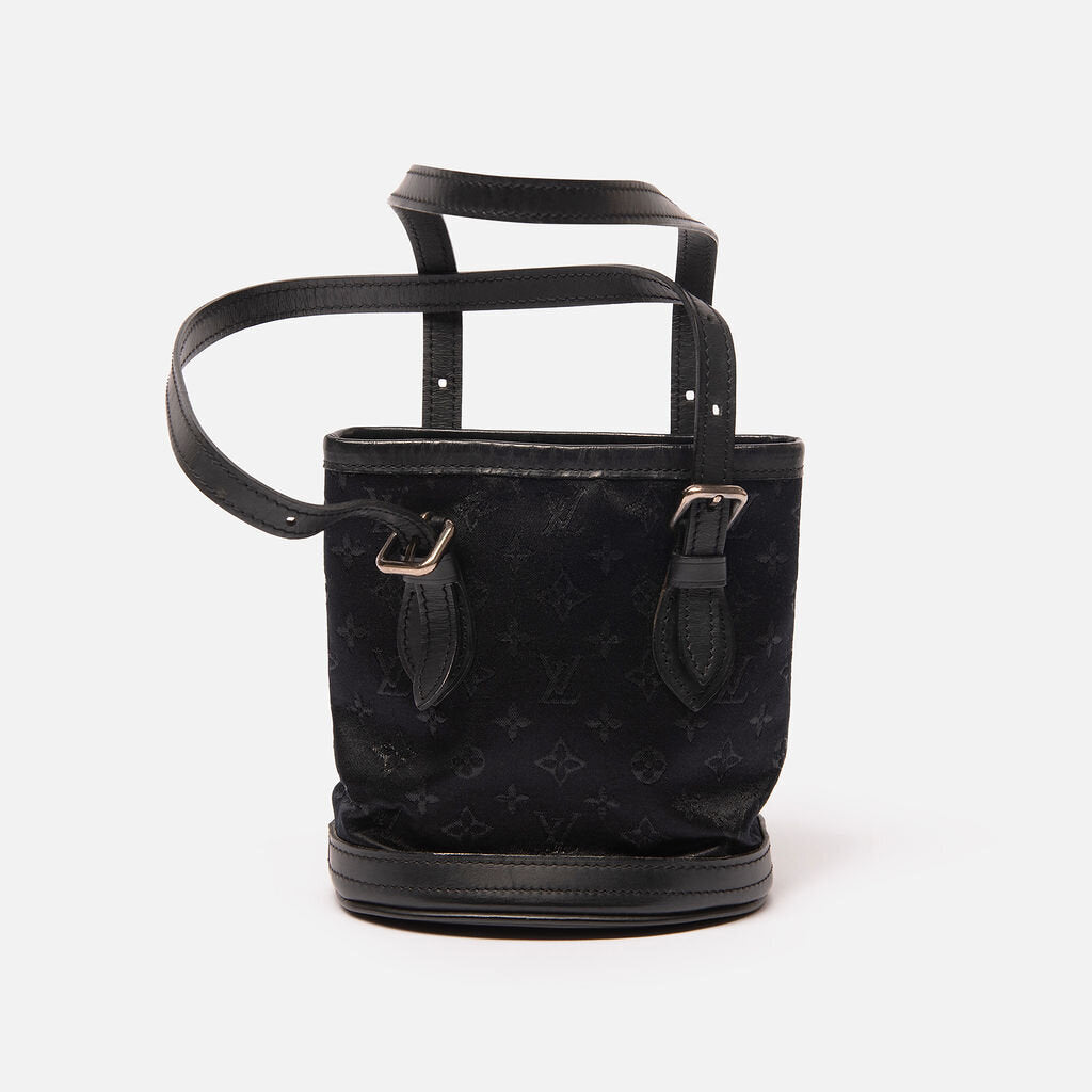 Louis Vuitton Black Mini Lin Satin Bucket Bag
