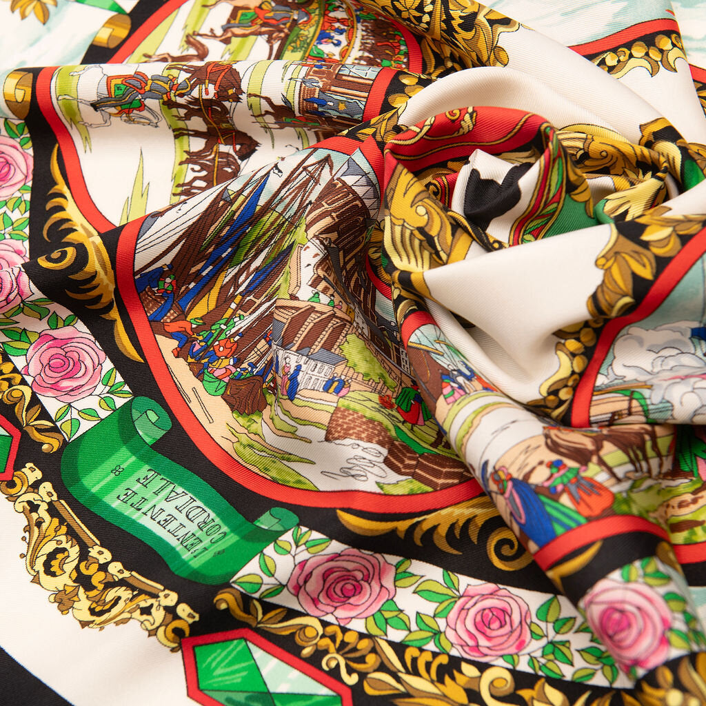 Hermes Multicolor Silk Pattern Scarf