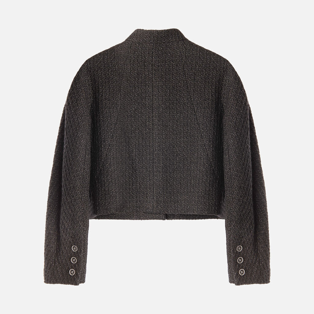 Chanel Charcoal Cotton & Wool Blend Tweed Jacket (2024)