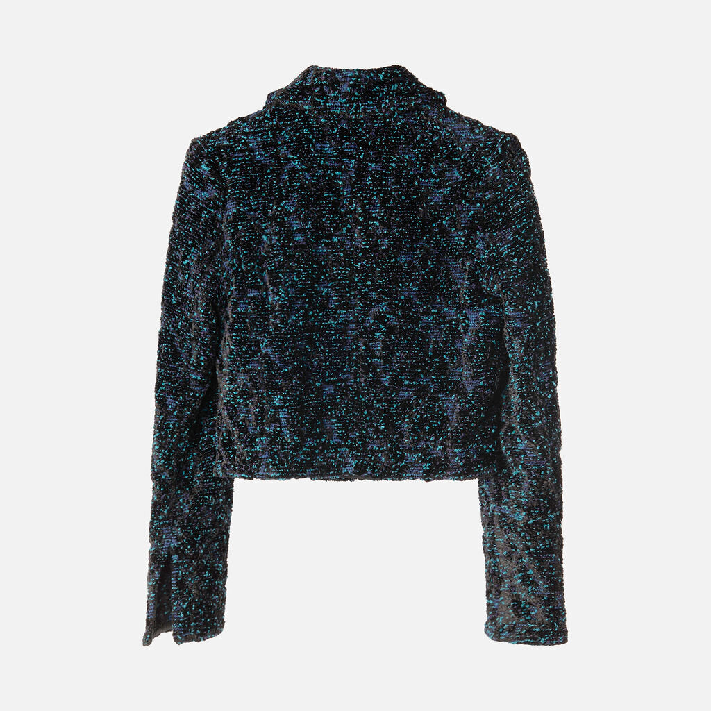 Bottega Veneta Chenille Black & Blue Boucle Viscose & Poly Jacket