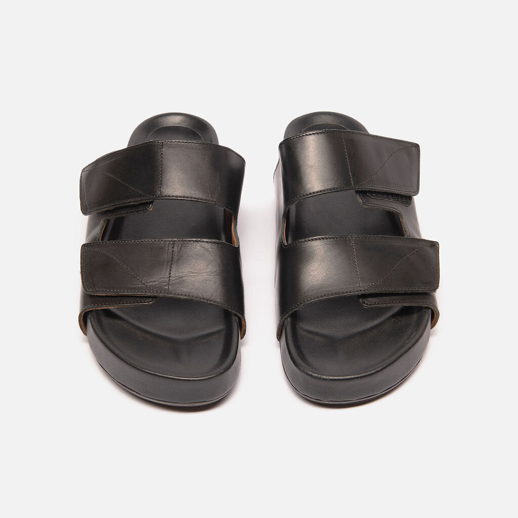 All Tomorrows Parties Black Leather Velcro Sandals