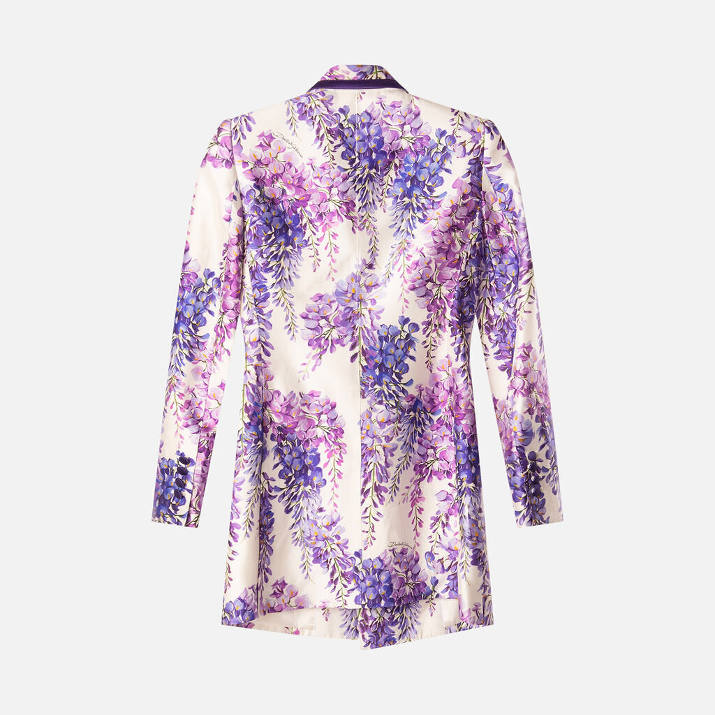Dolce & Gabbana Purple & White Silk Blend Blazer