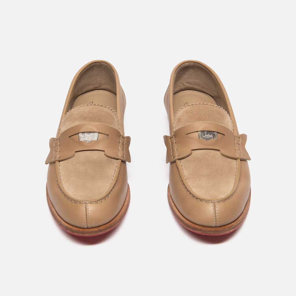 Christian Louboutin Tan Leather/Suede Penny Loafers