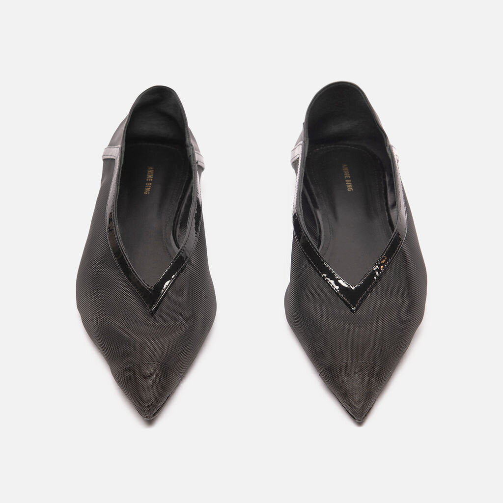 Anine Bing Black Mesh Pointed Toe Flat