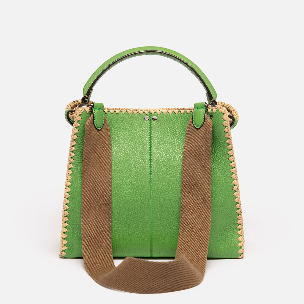 Fendi Medium Green Peekaboo with Raffia Stitching
