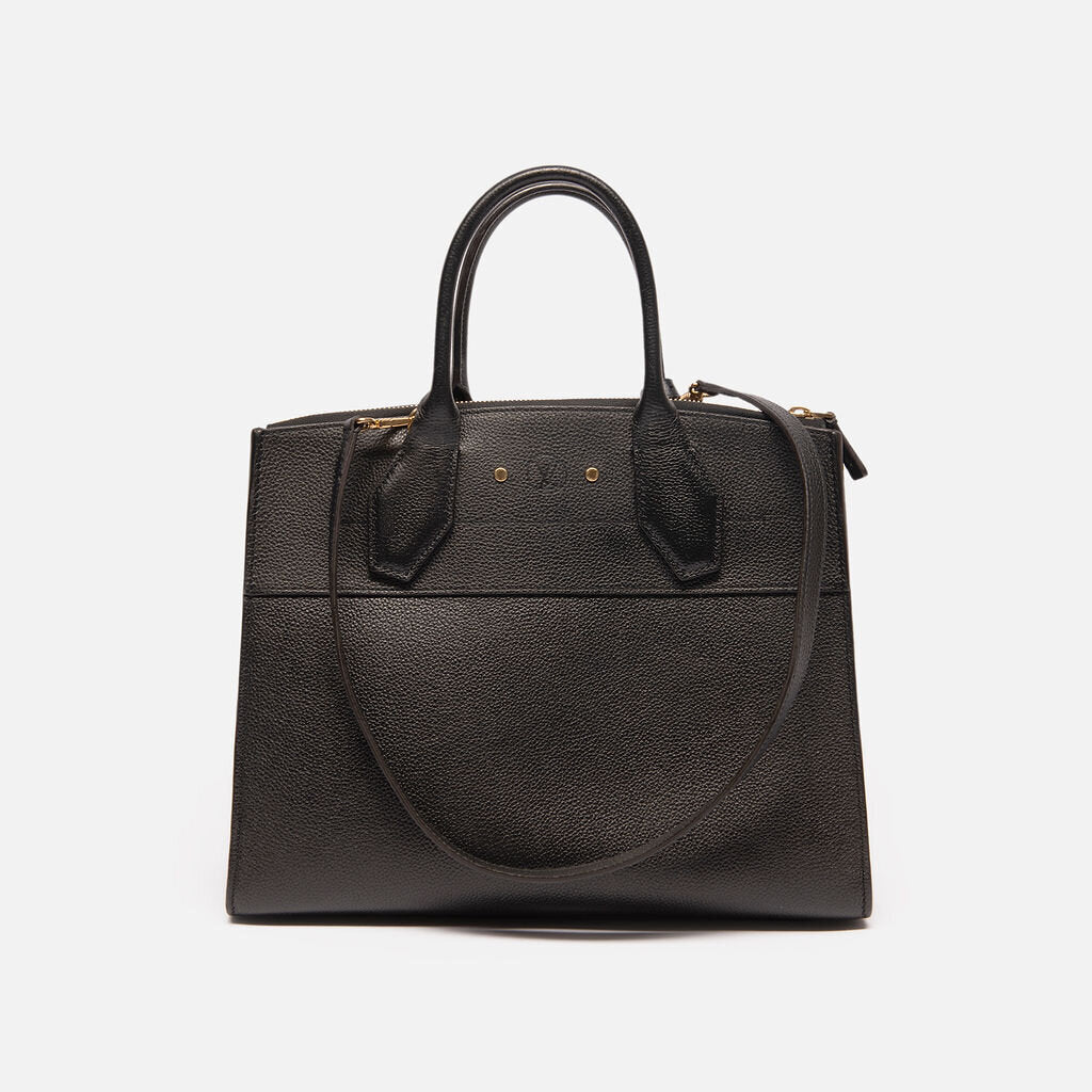 Louis Vuitton Gold Hardware Black City Steamer MM Tote
