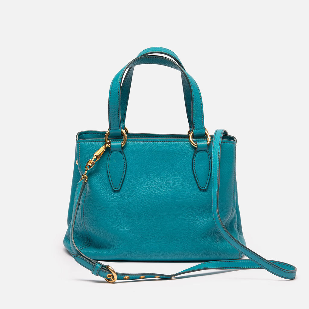 Miu Miu Turquoise Leather Two Way Tote