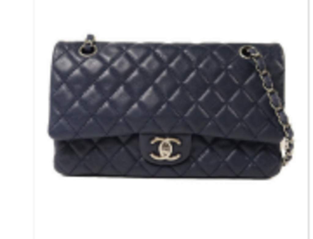 Navy Leather Quitled Flap Bag