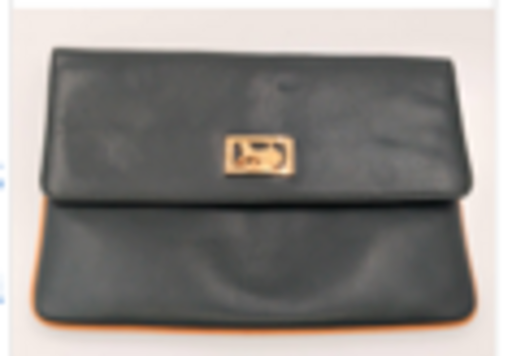 Black Leather Carriage Flap Clutch