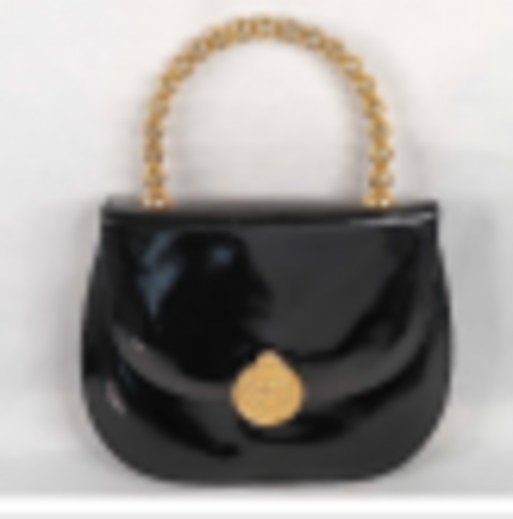 Black Patent Star Top Handle Bag