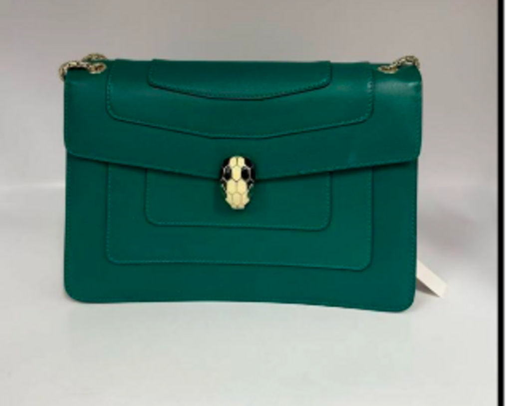 Green Leather Serpenti Flap Bag