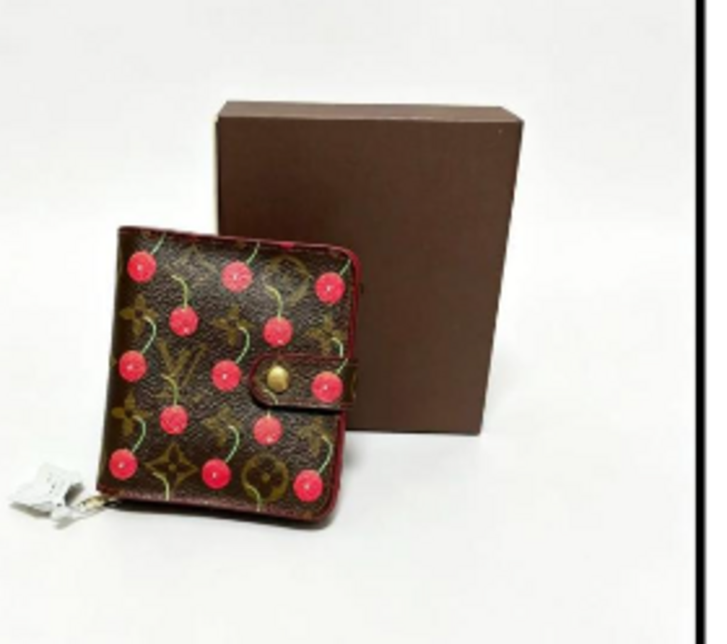 Cherry Monogram Snap Wallet