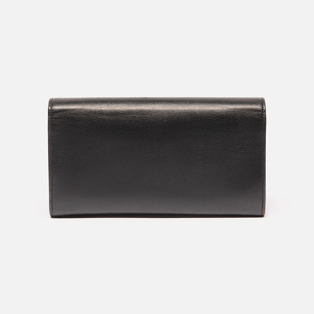 Saint Laurent Black Leather Long Wallet
