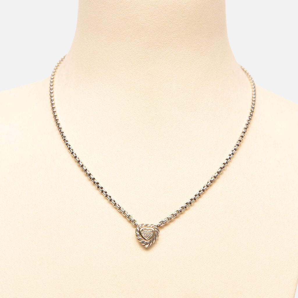 David Yurman Sterling Silver & Yellow Gold Petite Cable Heart Pendant