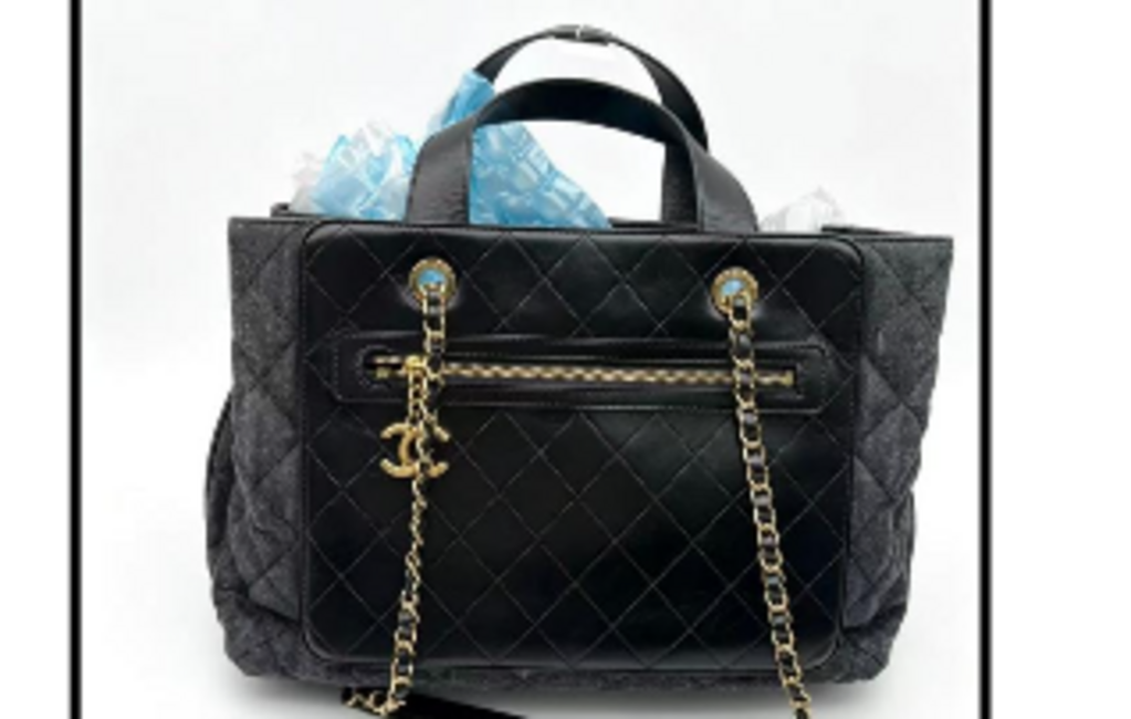 Black & Gray Quilted 2 Way Tote