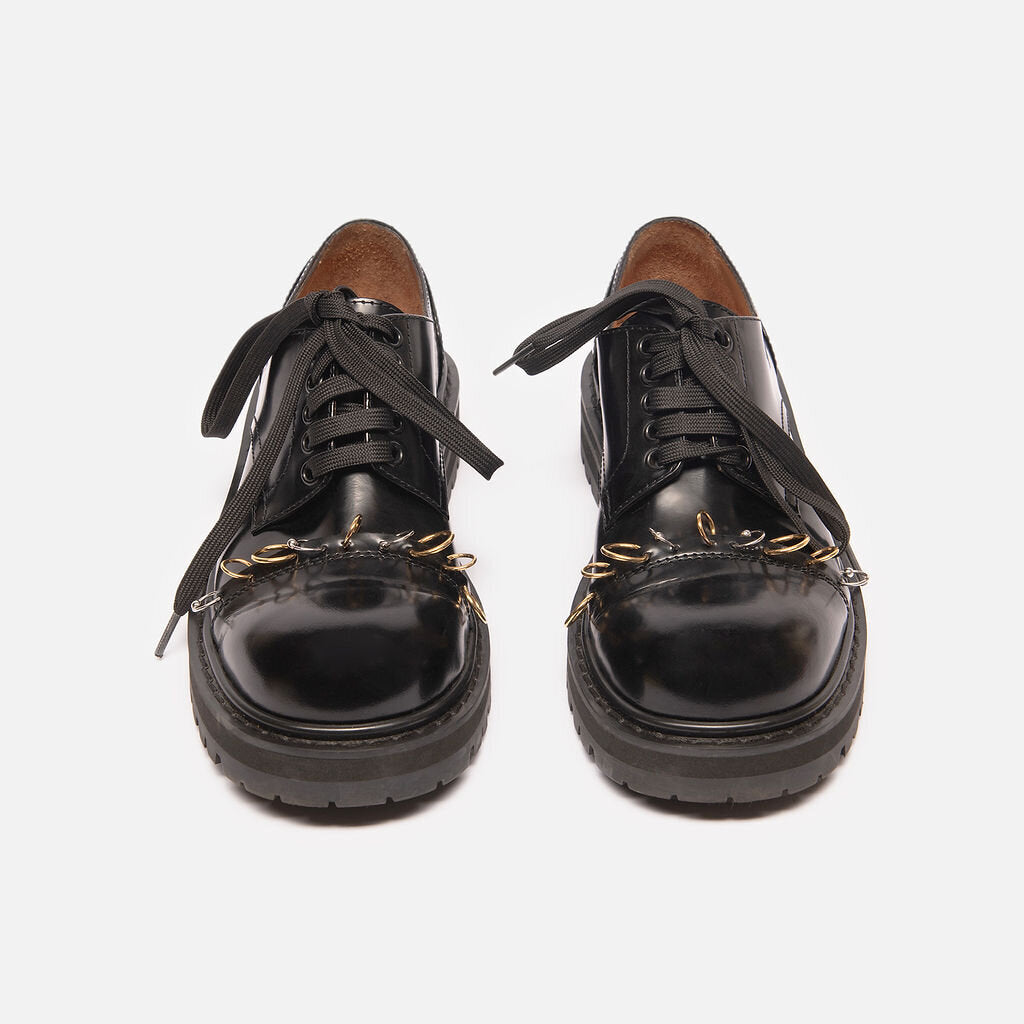 Marni Black Metal Ring Detail Derby Shoe