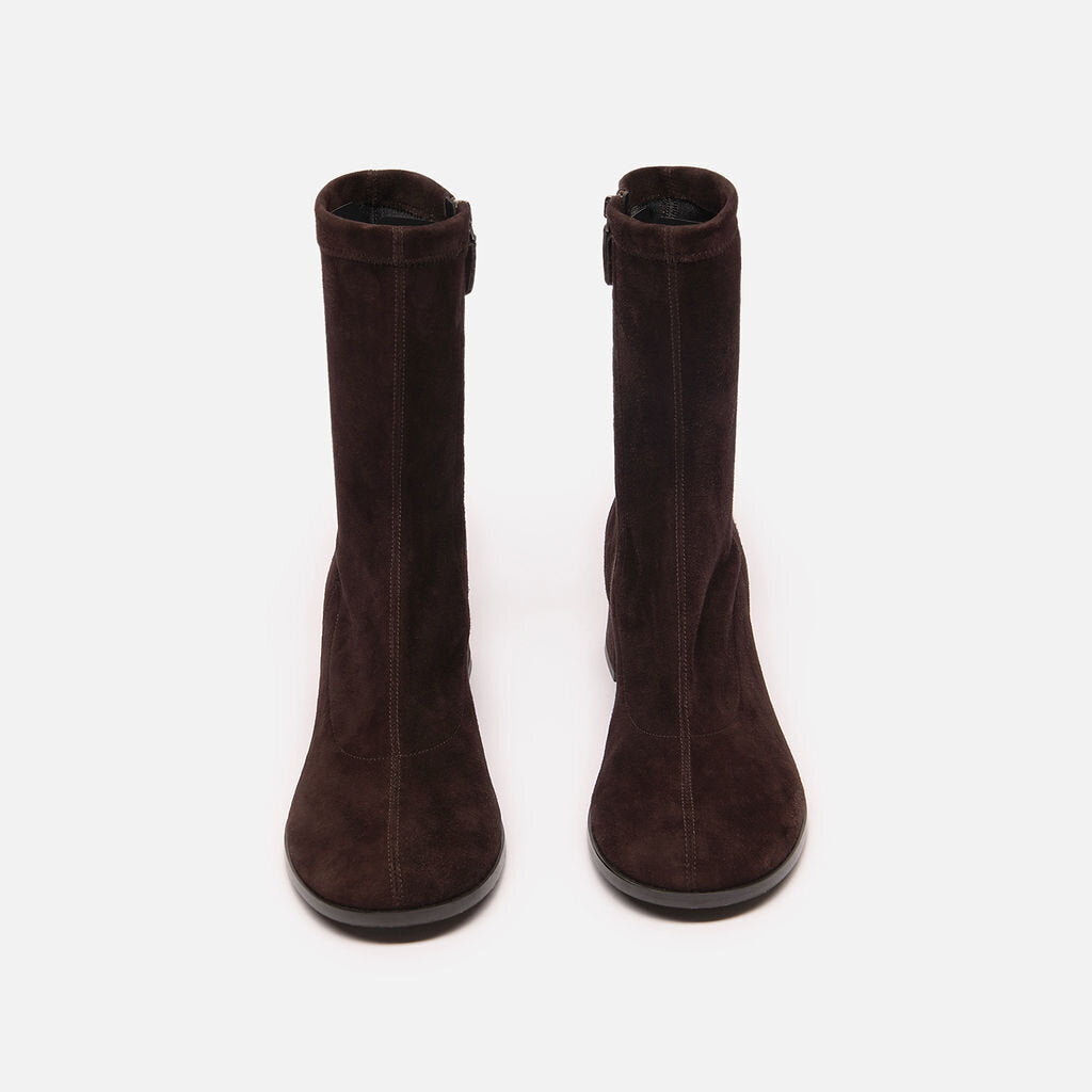 Me + Em Brown Suede Stretch Boots