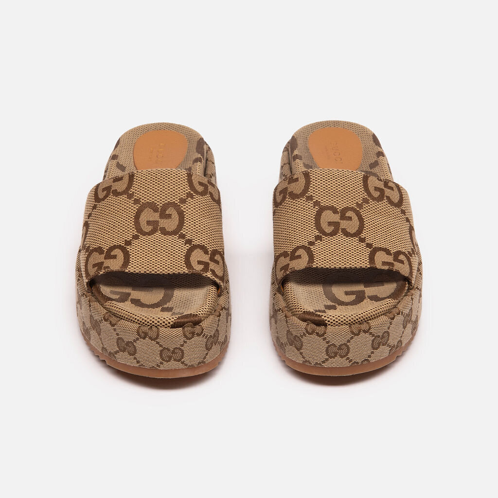 Gucci Brown GG Monogram Platform Slides