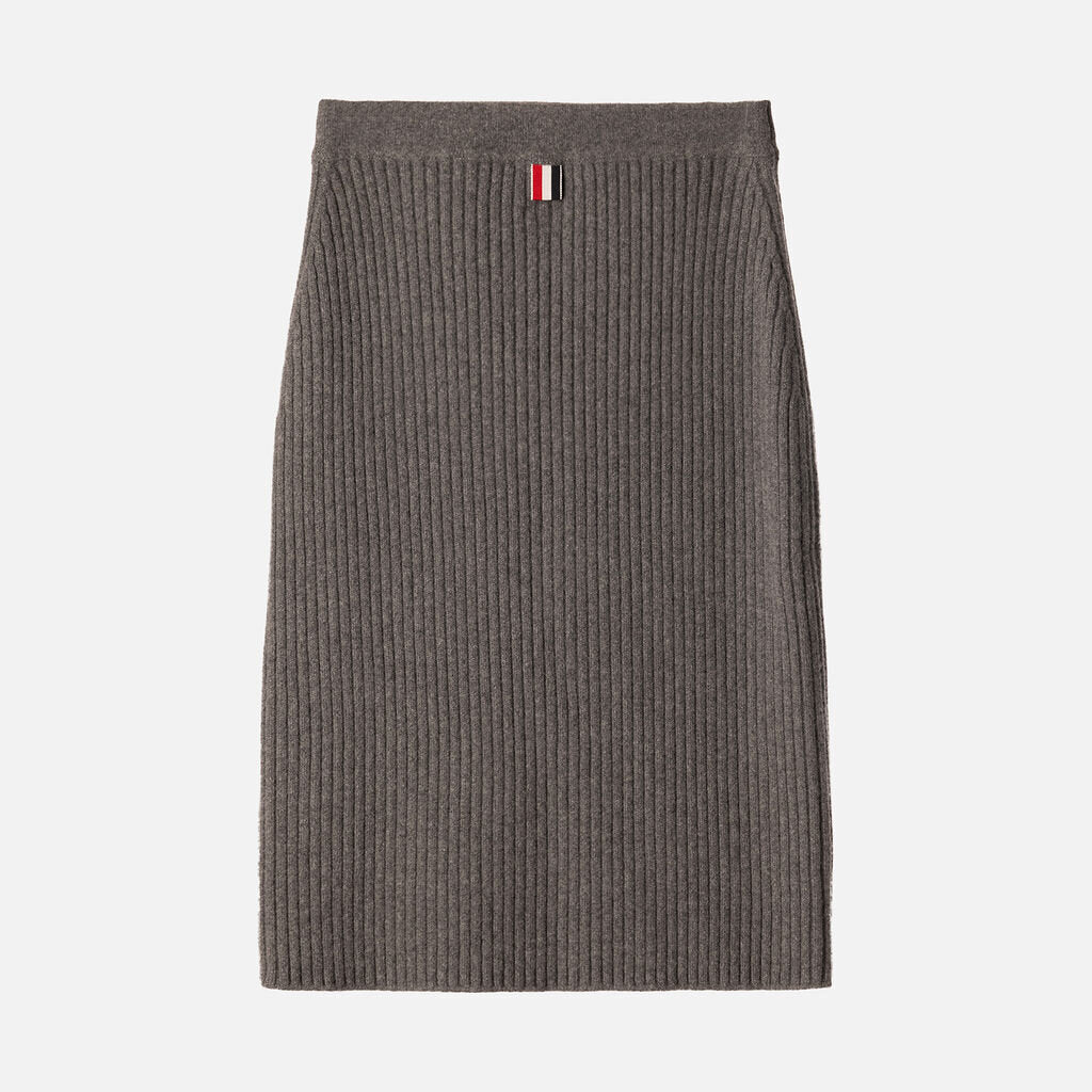 Thom Browne Grey Wool & Cashmere Rib Skirt