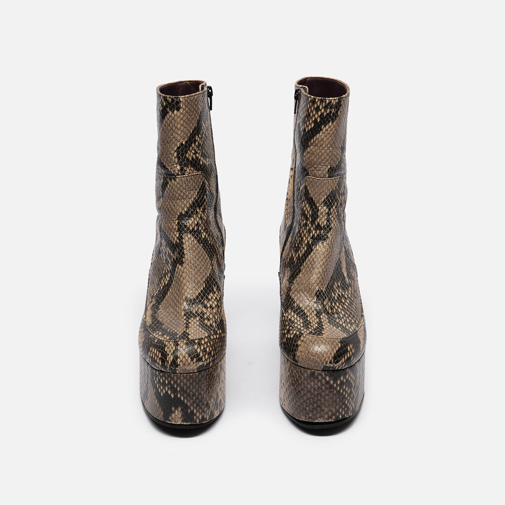 Dries Van Noten Brown Python-Print Leather Platform Boots