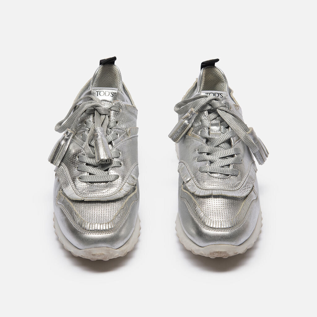 Tod's Silver Metallic Sneakers