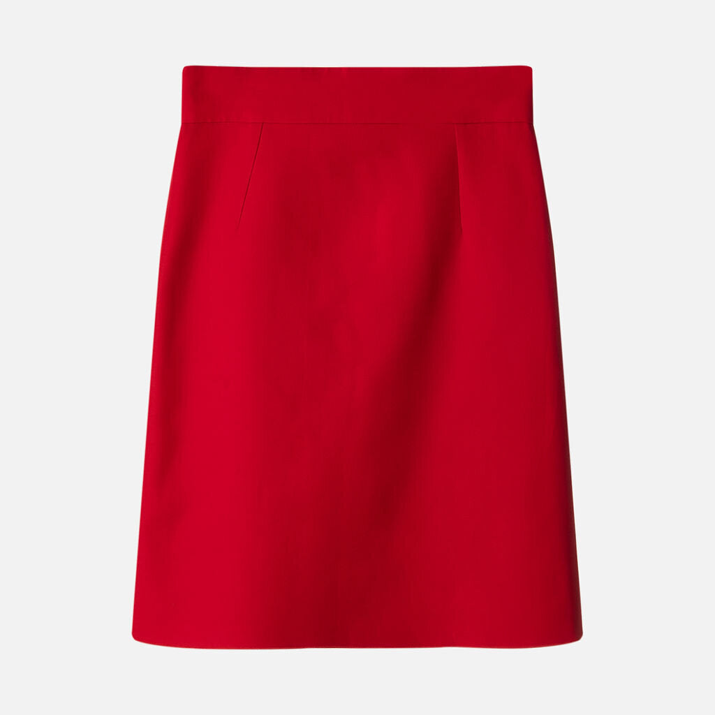 Gucci Red A Line Gold GG Silk Wool Blend Skirt