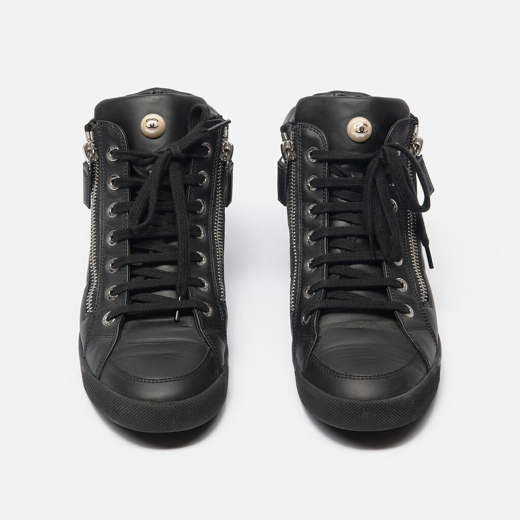 Chanel Black Leather Ankle Boot