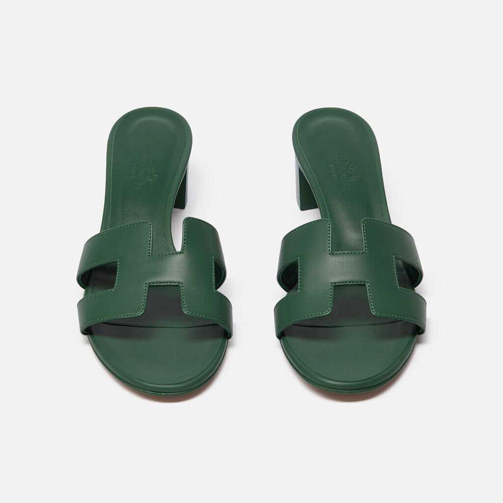 Hermes Green Leather Oasis Heel