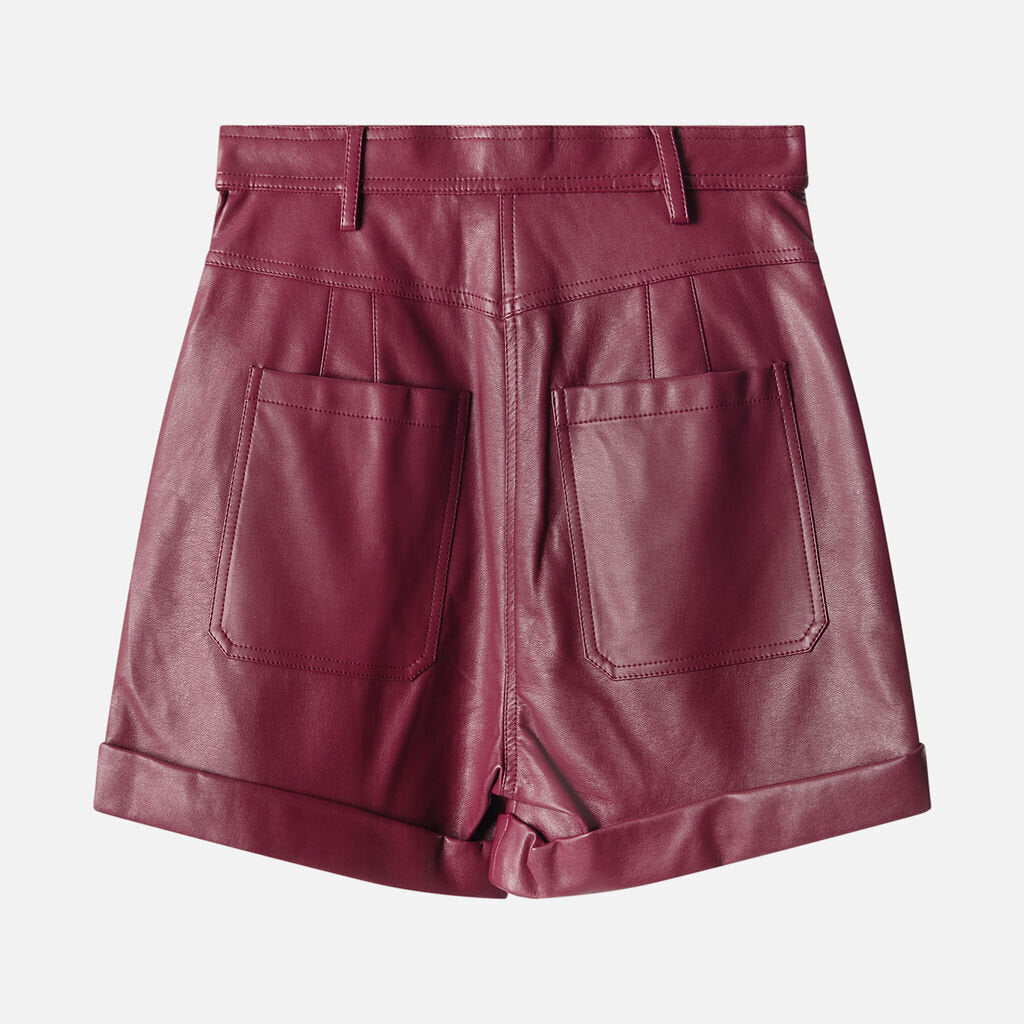 Philosophy di Alberta Ferretti Burgundy Faux Leather Shorts