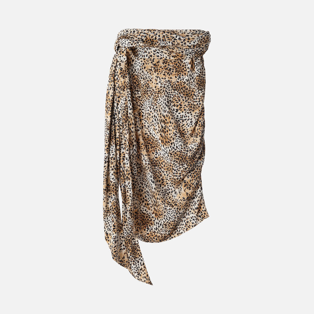 Celine Animal Print Silk Midi Skirt